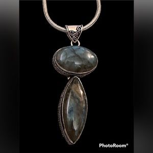 Labradorite 2 stone pendant and necklace